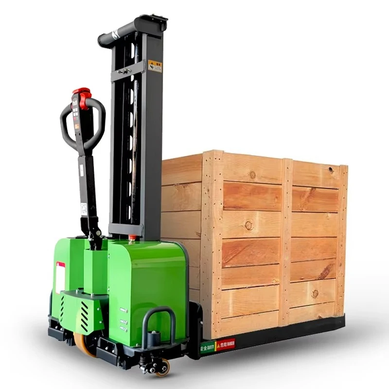 Pallet Lifter Stacker 1 Ton Walkie Stacker Electric Forklift 1.6m Lifting Height Automatic Feed 4WD Drive Solid Tire