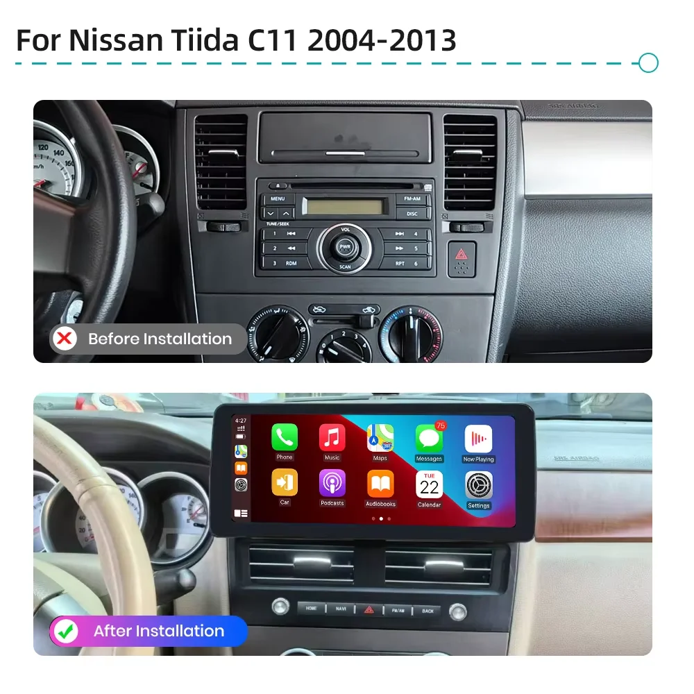 12.3 "QLED 720P 360 8G + 256G Carplay Android 14.0 Auto Speler navigatie GPS DSP WIFI Stereo autoradio Voor Nissan TIIDA 2004-2013