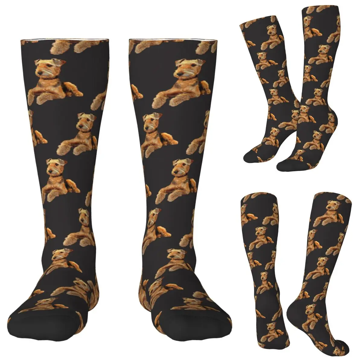 Airedale Terrier Beautiful Dog Socks Harajuku Stockings All Season Long Socks Accessories for Unisex Gifts