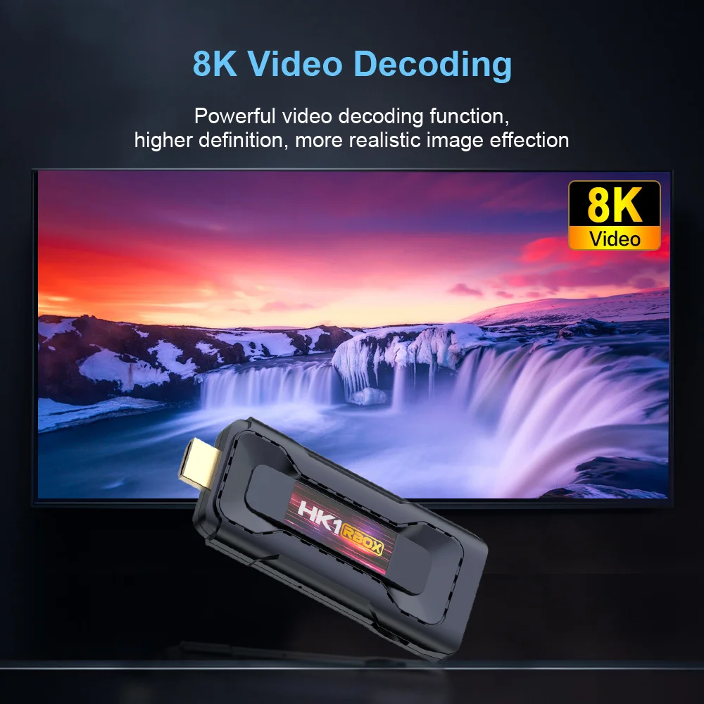 KimTin HK1 8K TV Stick RK3528 Quad Core Android 13.0 TV Dongle 4GB RAM 32GB ROM 2.4G/5.G WiFi BT 5.0 1080P 4K HD 2G 16G Mini PC