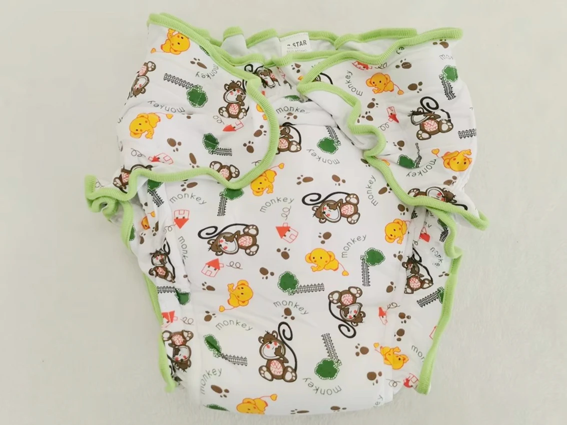 

Тканевые брюки с принтом обезьяны для взрослых/Тканевые подгузники с подкладкой внутри/Тренировочные брюки ABDL/Моющиеся тренировочные брюки для взрослых