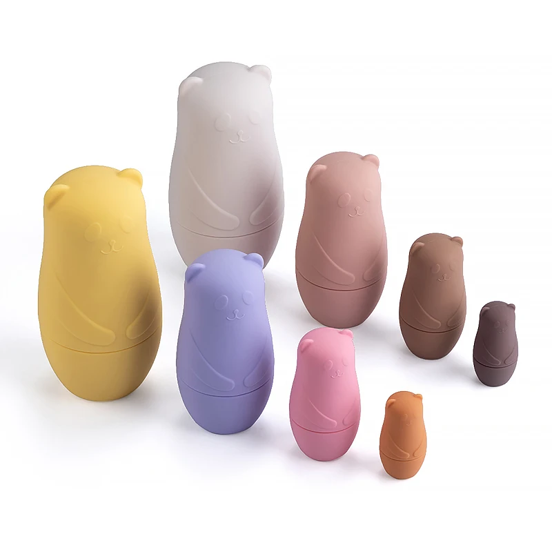 1setMontessori Nesting Dolls Spielzeug Russische Matroschka Puppe Pädagogisches Spielzeug für Kinder Silikon Stacking Blocks Puppe Innen Puppe – Detail 8