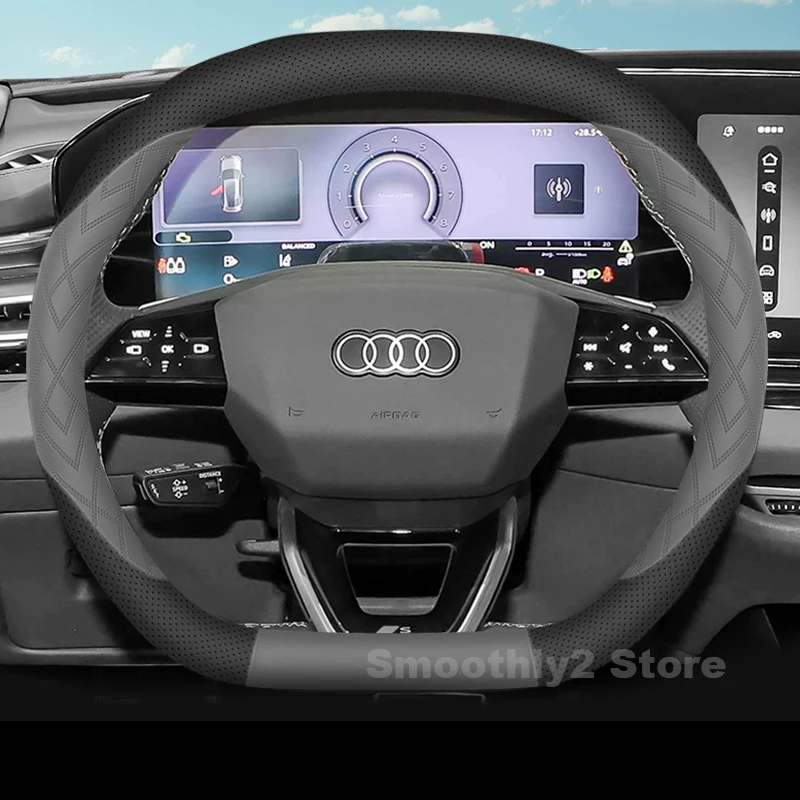 غطاء عجلة قيادة السيارة من الجلد لجميع أودي A5L Q6L Q4 Q5 S etron 2024 2025 2026 ملحقات داخلية مقاومة للاهتراء
