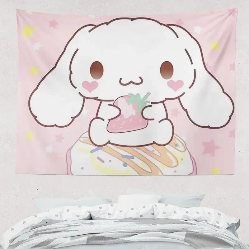 Sanrios Cinnamoroll Simpatico cartone animato Arazzo per bambini Ragazza Regalo Stampato in 3D Decorazione della stanza Appeso a parete Tappeti da