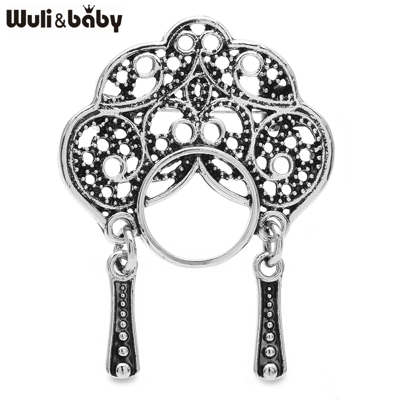 Wuli & baby ملابس كلاسيكية فينيكس كورونيت سيدة دبابيس للنساء 3-color معدن جميل أوبرا شخصية الوجه دبابيس بروش للحفلات