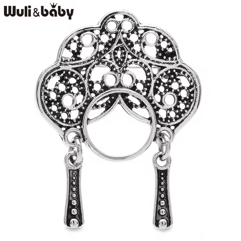 Wuli&baby Vintage Wear Phoenix Coronet Lady Brooches For Women 3-color Metal Beautiful Opera Character Face Party Brooch Pins - Image 3
