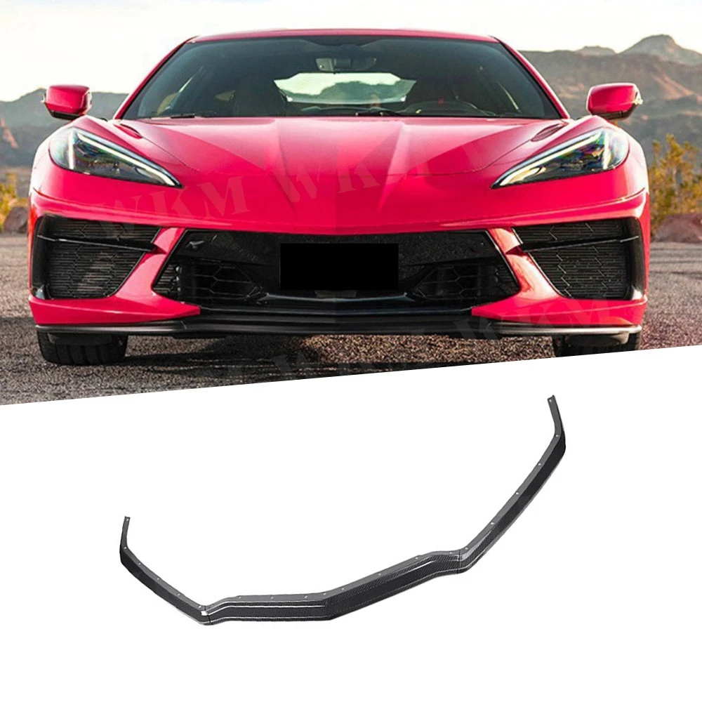 

For Chevrolet Corvette C8 Dry Carbon Fiber Front Lip Spoiler Front Bumper Splitter Diffuser Guard Cover Tuning Protector 2019+