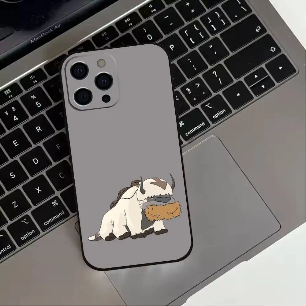 حافظة هاتف A-Avatar 12A-Appa Y-Yip لهاتف iPhone17,16,15,14,13,12,11 Plus، Pro Max غطاء أسود ناعم