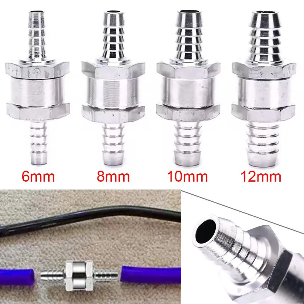Car One-way Non-return Check Valve 6/8/10/12mm Aluminum Alloy Water Water Fuel Fuel Air Diesel Way Petrol Vacuum Gas Line N0K3