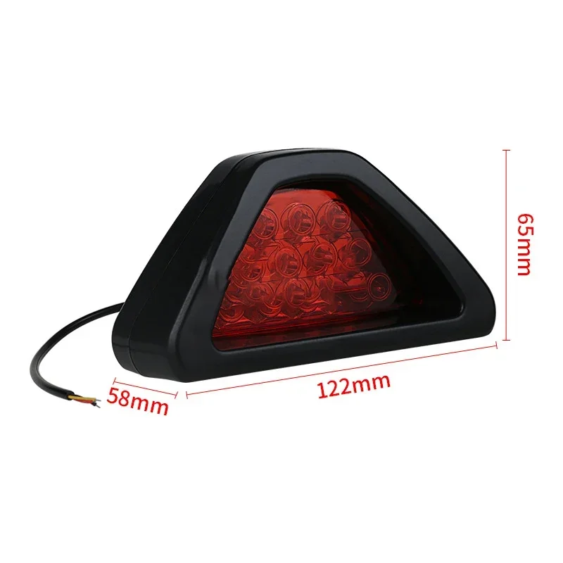 Universal Car Motorcycle LED Rear Stop Tail Light F1 Triangle Type Brake Light Flash Strobe Fog Lamp Warning Light Car Parts