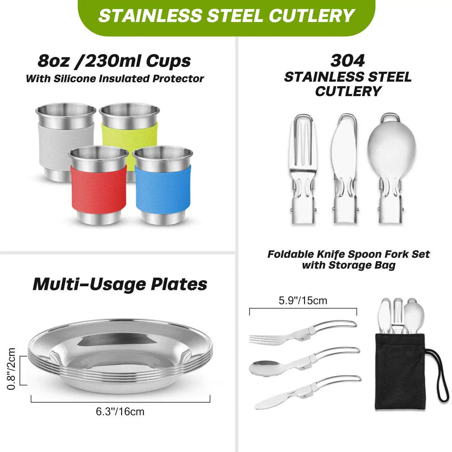 طقم فوضى أواني طهي للتخييم مكون من 29 قطعة، غلاية أوعية خفيفة الوزن غير لاصقة، حاوية مياه قابلة للطي ودلو، أطباق شوك #3