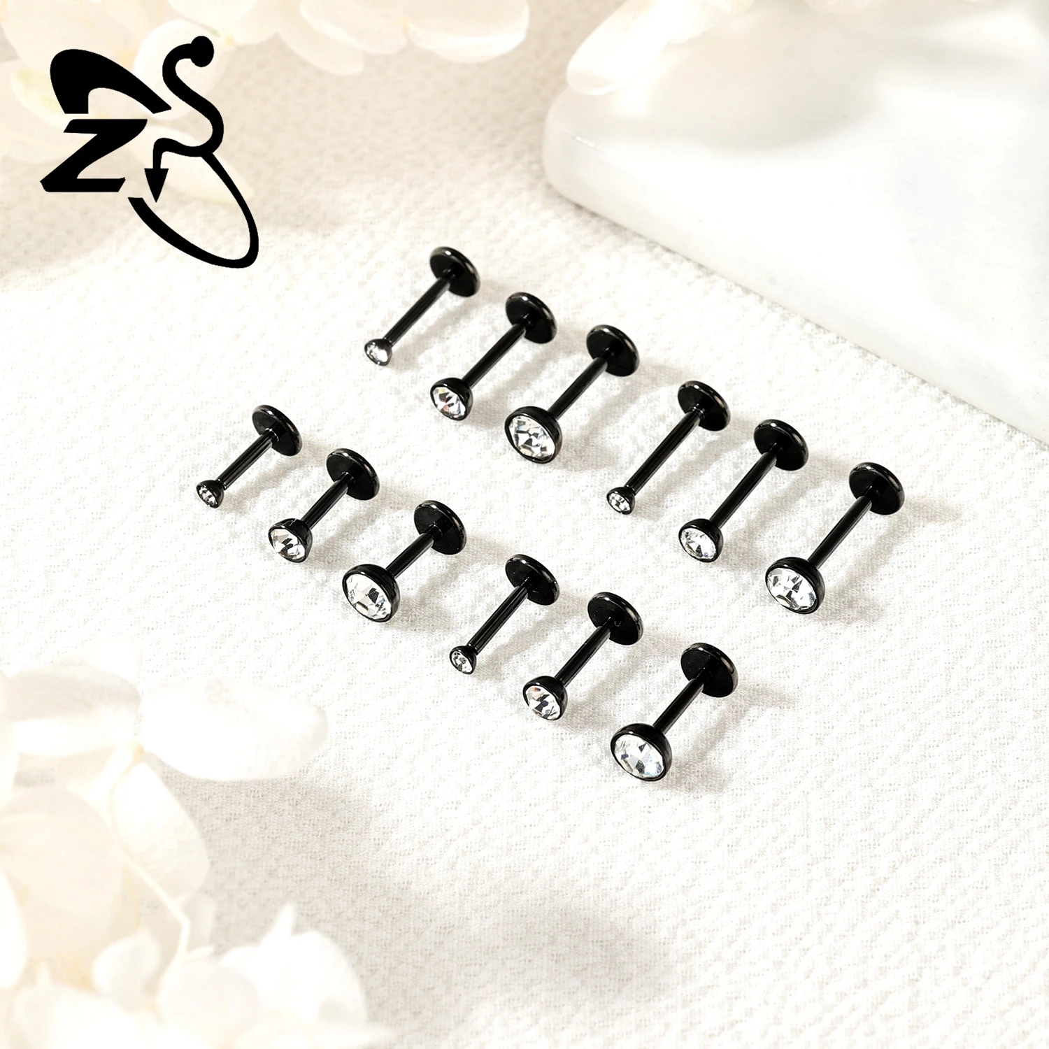 ZS 1 PC Plug-In Style 16/18/20G Stainless Steel Labret Lip Stud Threadless Monroe Piercing Ear Helix Cartilage Piercings Jewelry