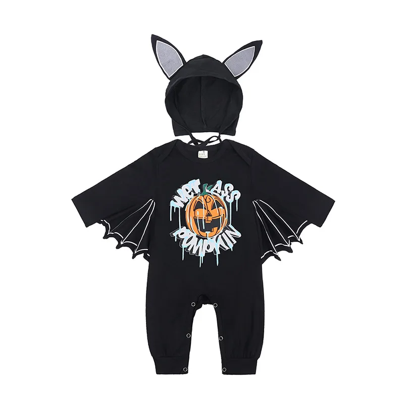 Umorden nova chegada roupas de halloween para bebês meninos meninas batbaby bat traje macacão abóbora assustador impressão 3-6m 6-12m 12-24m