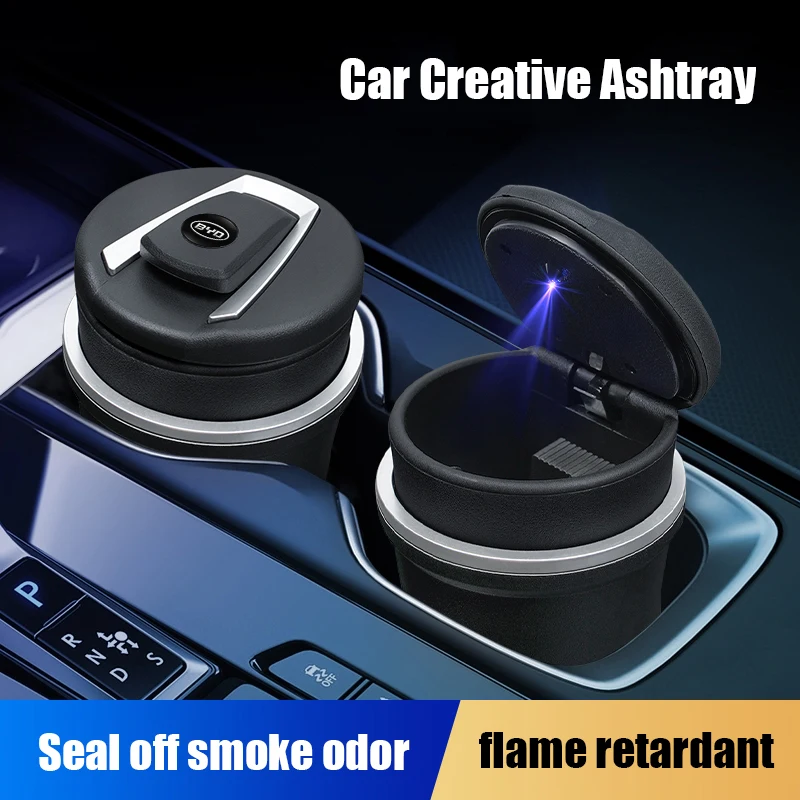 Car Cigarette Ashtray Cup LED Light Portable Detachable For BYD Tang F3 E6 Atto3 Yuan Plus Song Max F0 G3 I3 Ea1 Dmi 2din S7 E3