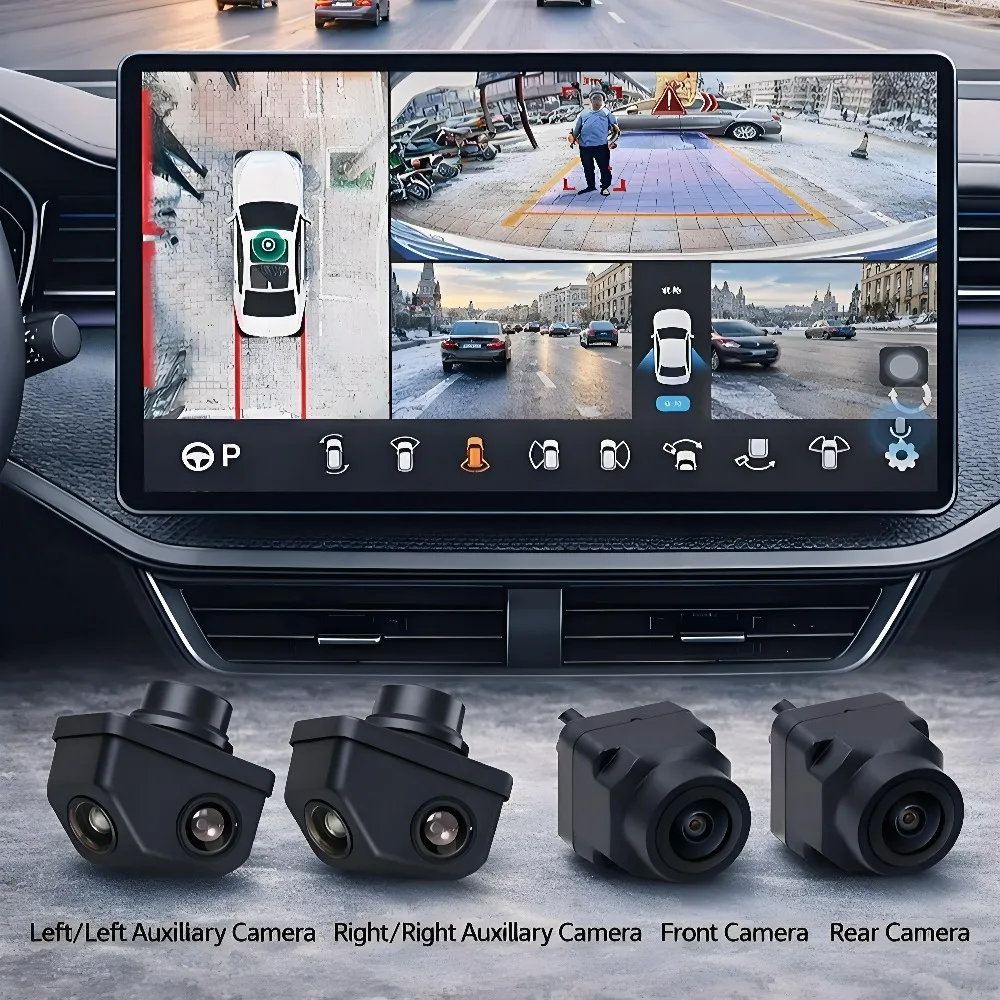6-Channel 360° Car Camera Surround View System AHD 1080P Panoramic Parking Cameras Eliminate Blind Spots Wide Angle DVR