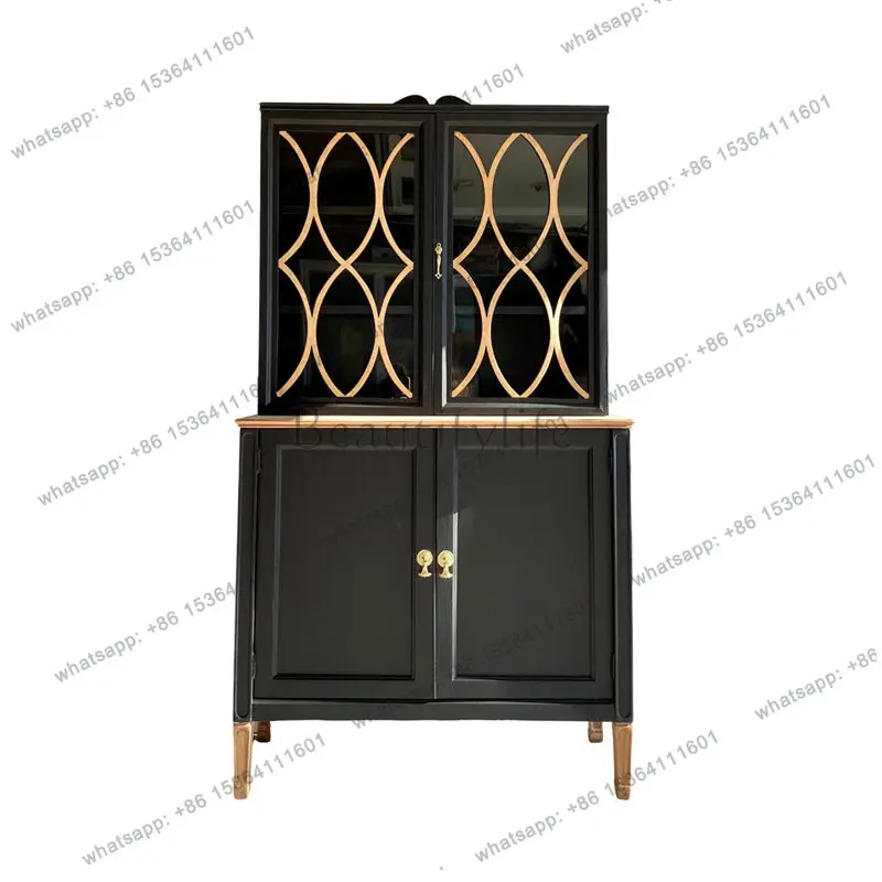 PG American rural solid wood wine cabinet dining side cabinet French retro color matching light luxury entrance cabinet display