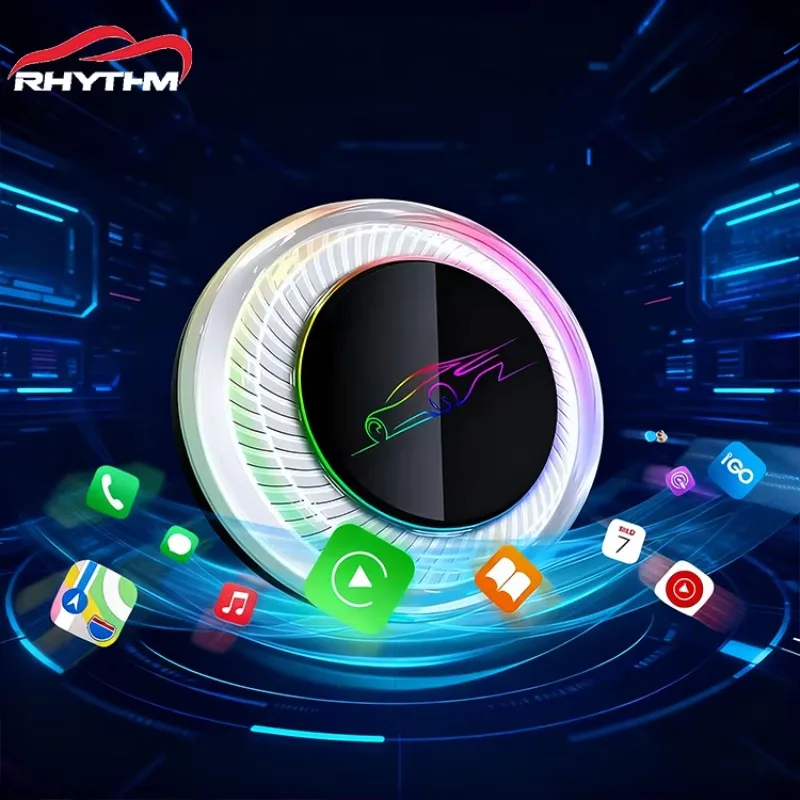 Rhythm Upgrade Wireless CarPlay Adapter Qualcomm 6125 CPU with Android 13 4G LTE GPS Navigation for OEM Car Display