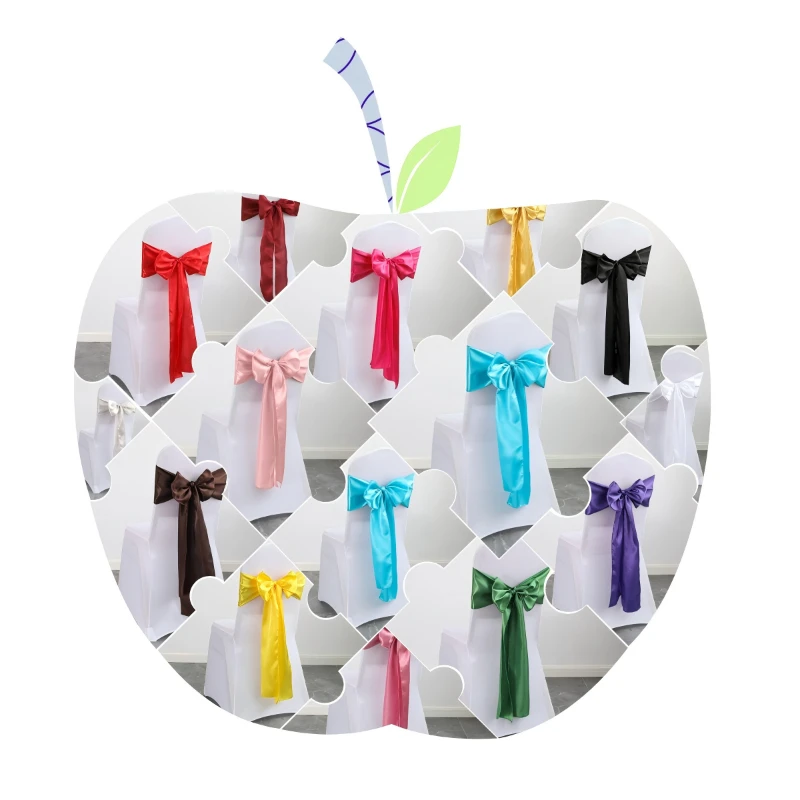 15CM Width Spandex Chair Sash Stretch Band Wedding Party Decoration Bow Tie WIth Crown Buckle Banquet Hotel  Ribbon10pcs/set