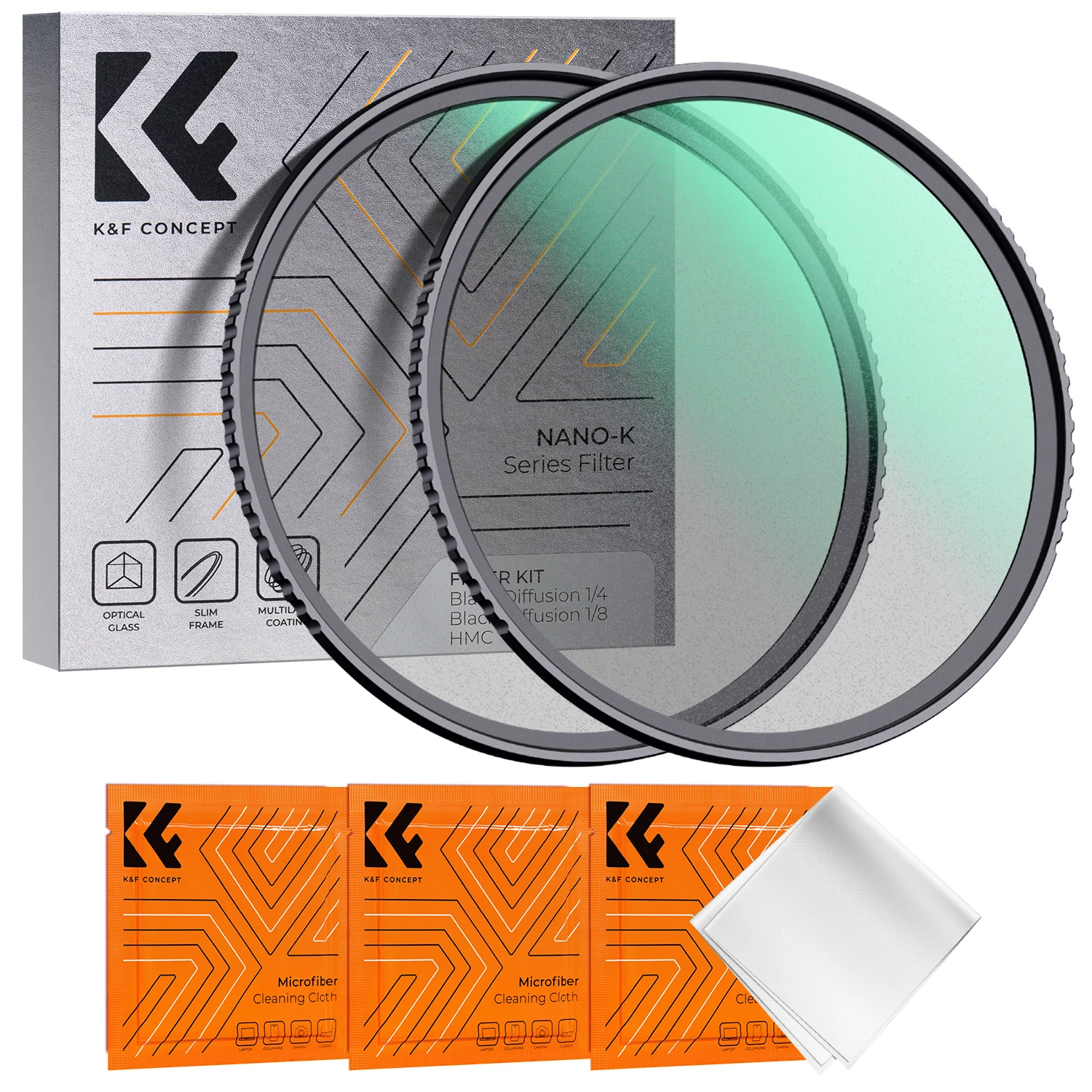 K&F Concept 1/4&1/8 Black Mist Diffusion Filter Kits Multi Coated DSLR Camera Lens Filter Set 49mm 52mm 58mm 67mm 72mm 77mm 82mm