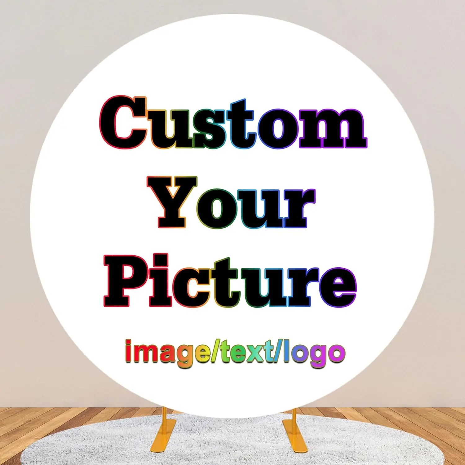 Yeele Custom Circle Background Cover Personalized Image/Logo/Text Round Backdrop for Baby Shower Birthday Wedding Party Decor