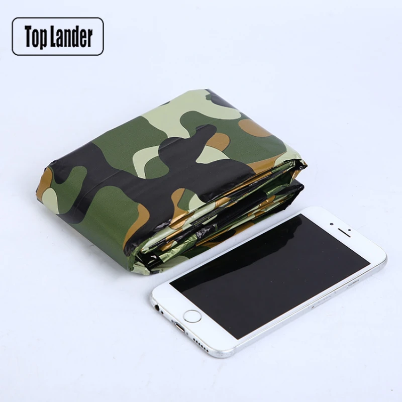 Outdoor Camping Equipment Large Double PE Camouflage First Aid Insulation Blanket Emergency Tent First Aid Sleeping Bag