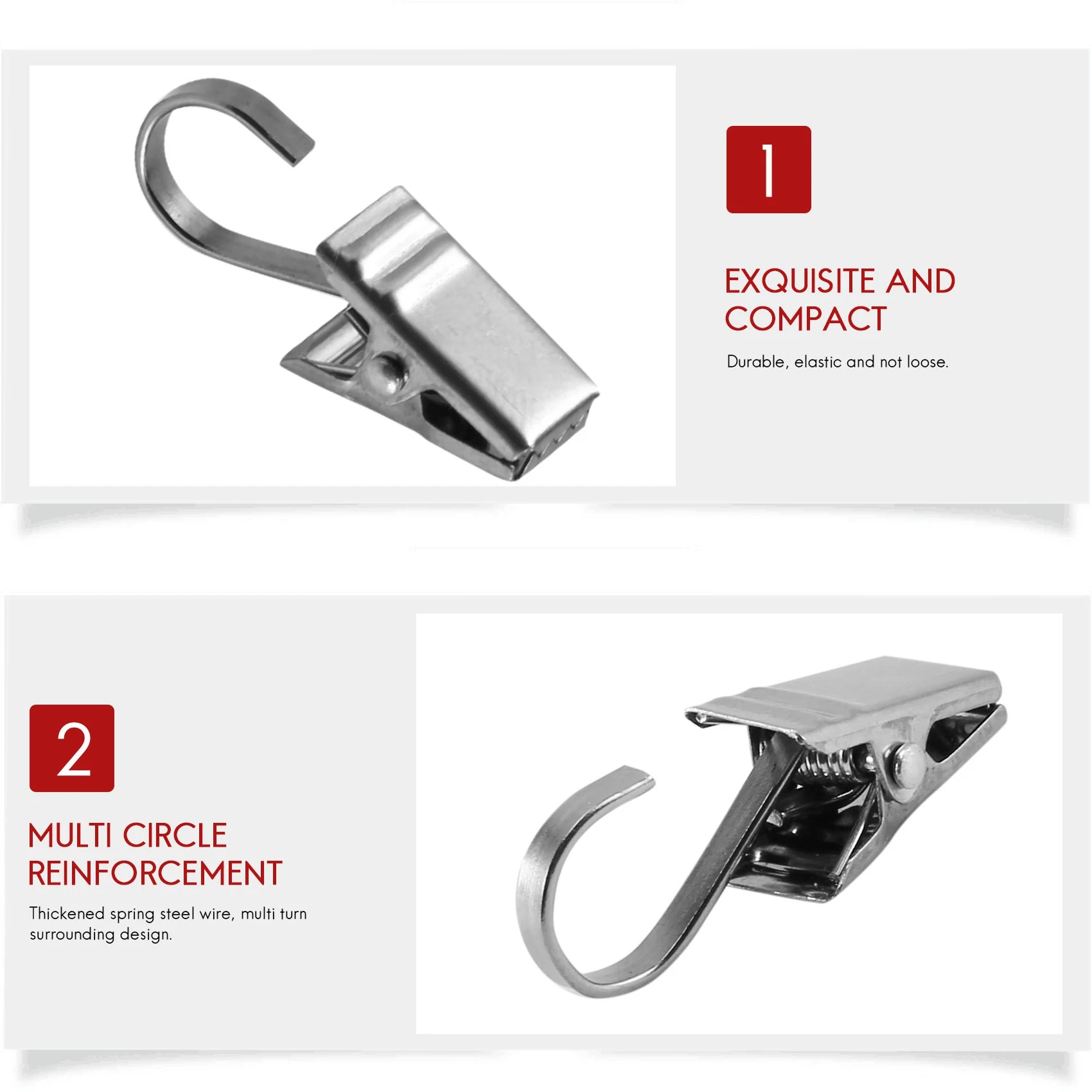 

VEHO-50PCS зажимы из нержавеющей стали, крючки, зажимные кольца, металлические зажимы для штор для фотографий, поделок своими руками