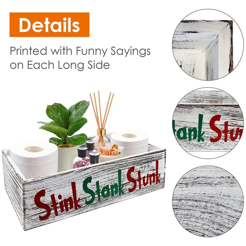 

Discount 2 Pieces Wooden Stink Stank Stunk Bathroom Decor, Stink Stank Stunk Bathroom Decor Toilet Paper Box