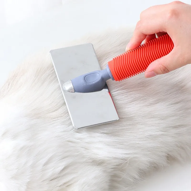 Cat Comb Silicone Cat Brush Massage Pet Hair Remover Stainless Steel Combs for Cats Pet Grooming Comfortable Handle Dog Brush