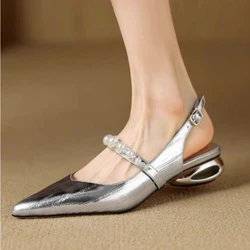 Brand Ladies Shoes 2024 Korean Fashion Pointed Toe Women's Sandals Comfortable Mid-heeled Dress Shoes Solid Color Simple Pumps