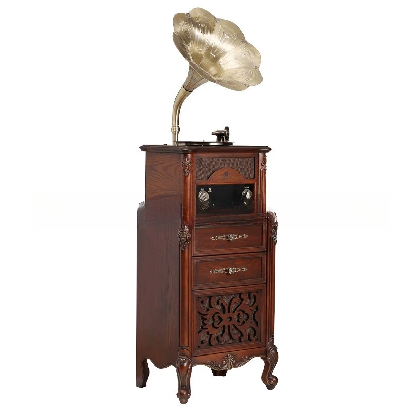 Gramophone living room old-fashioned big speaker antique retro solid wood antique European record player