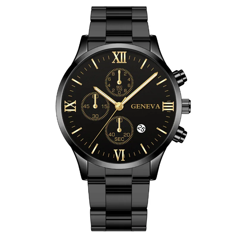 Men Quartz Watch Fashion Calendar Roman Pattern Steel Band Luminous Male Business Wristwatch Casual Simple Stylish Boy Gifts