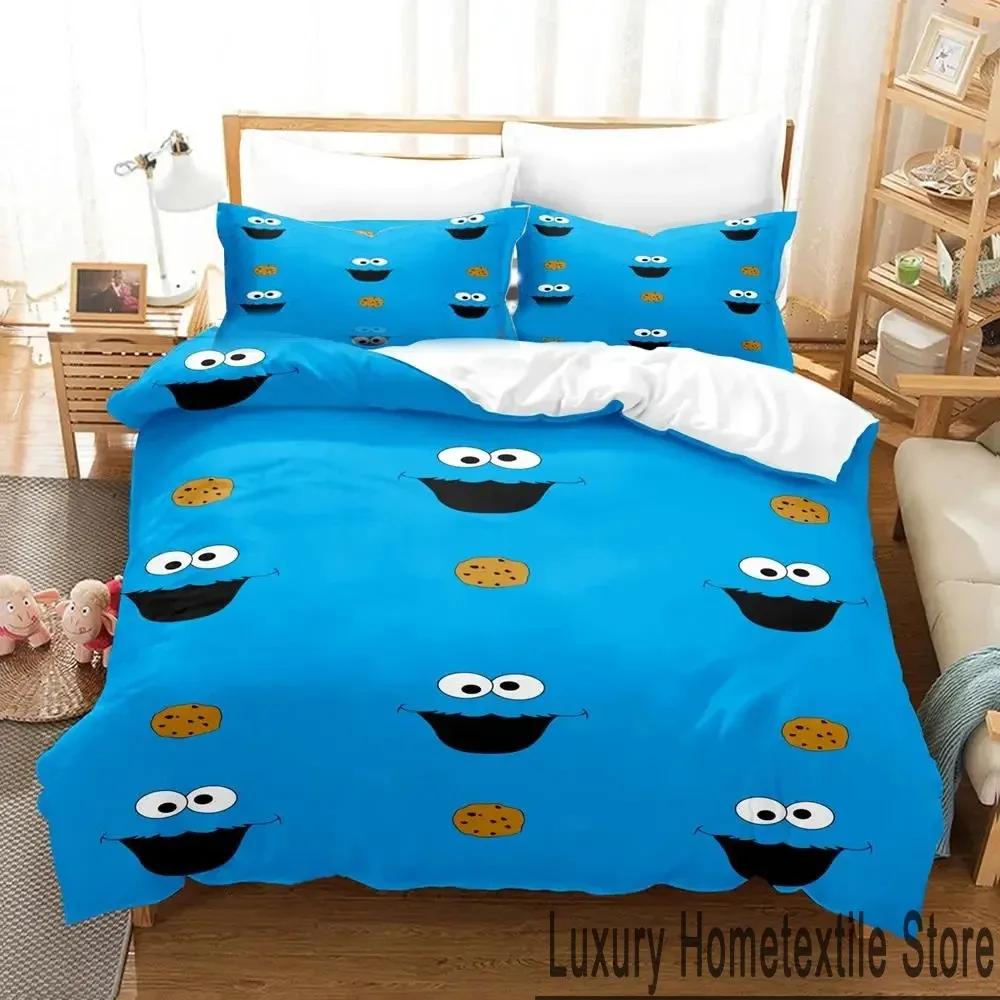 

3D Print Cookie Cartoon Monster Anime Bedding Set Double Twin King Duvet Cover Comforter Pillowcase Boys Girls Adults Bedroom