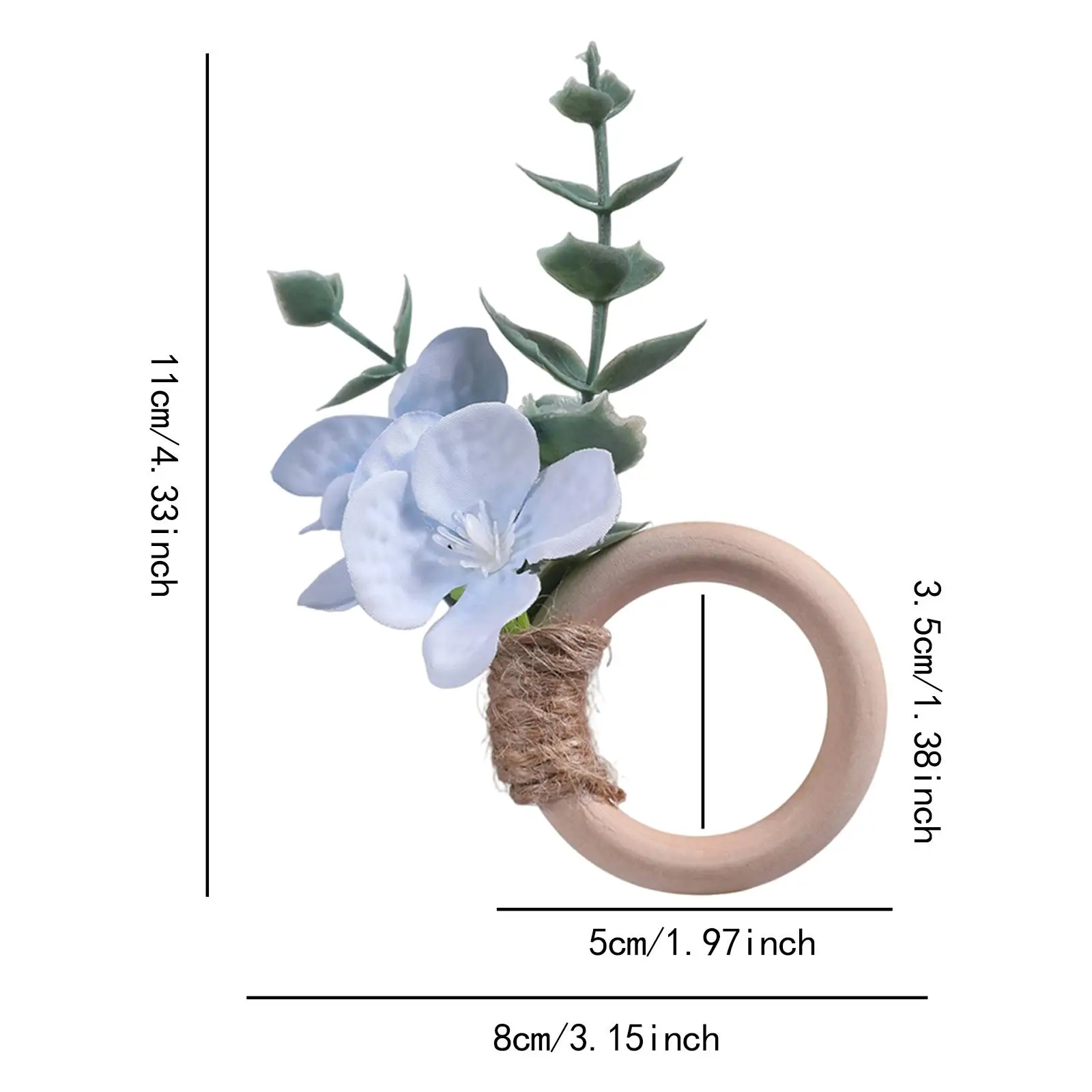 6 Pieces Serviette Buckles Silk Flower Napkin Rings Wooden Napkin Rings Decorative Decor Event for Kitchen Cafe Anniversary