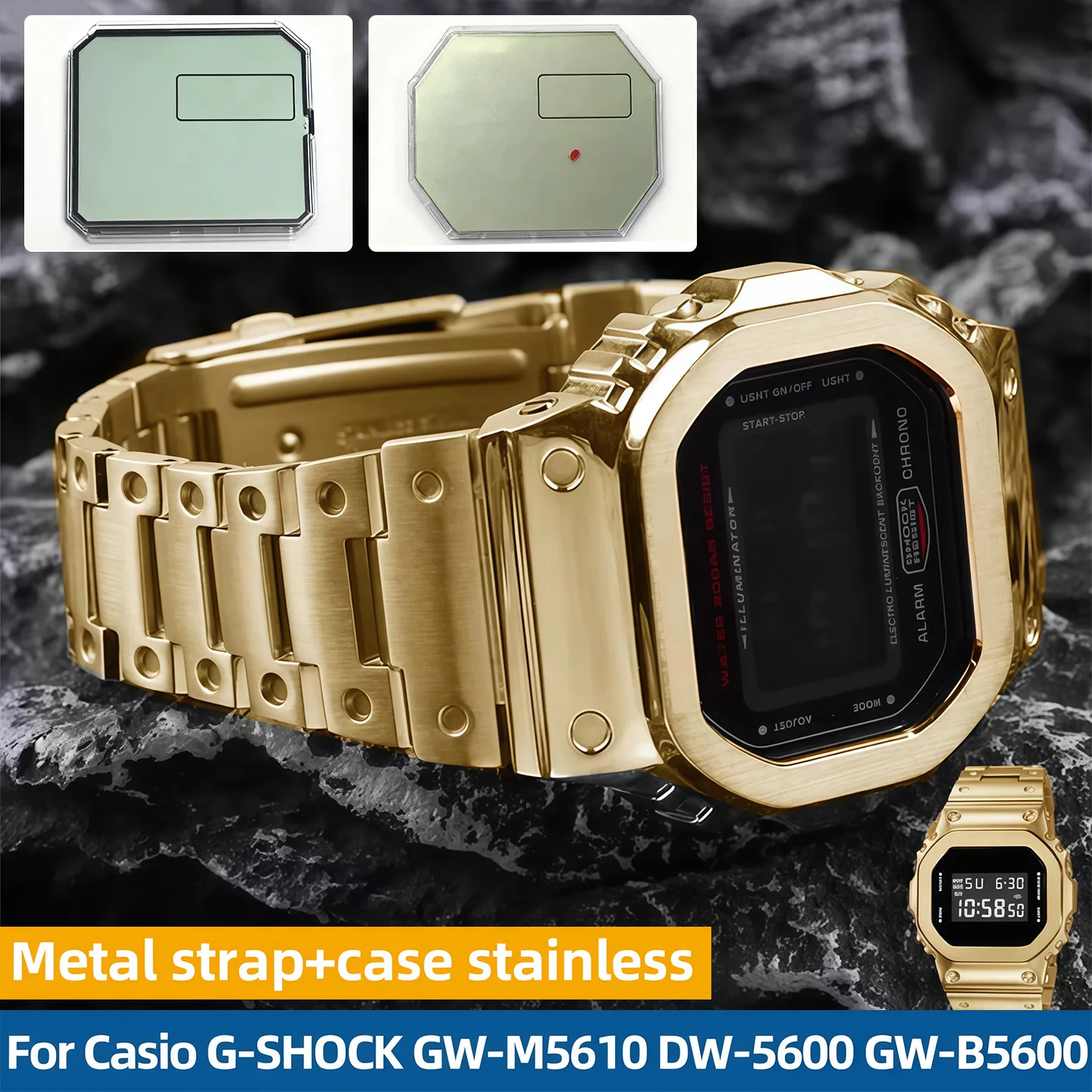 

DW5600 Modification DIY set metal case+strap For Casio G-SHOCK DW-5600 GW-M5610 GW-B5600 Series men's watch STN LCD Screen Mod