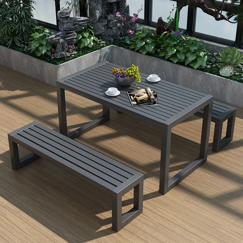 Customized Table and Chair Courtyard Outdoor Park Balcony Outdoor Strip Table Iron Art Sunscreen Tea Table and Chair Combination