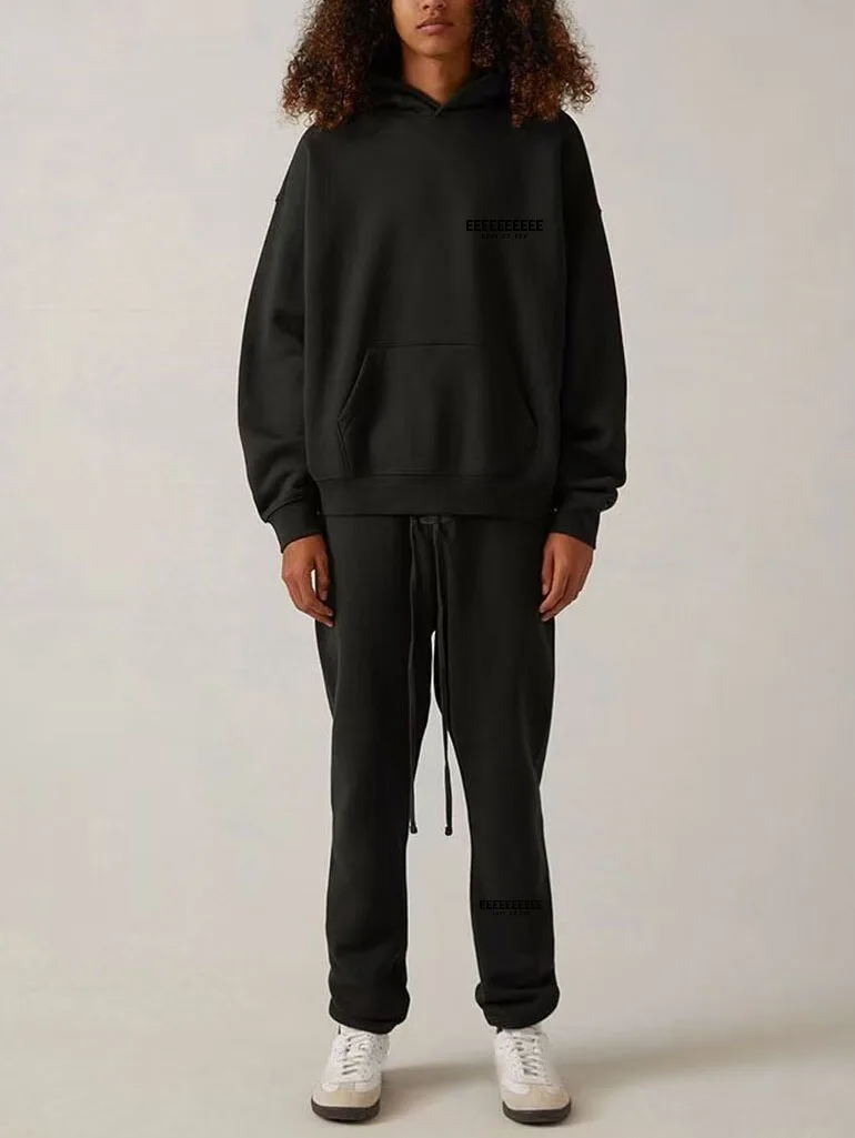 

SS22 Двойная линия, роскошные брендовые мужские комплекты, два ряда, флокированный буквенный логотип, спортивные комплекты, комплекты с капюшоном большого размера