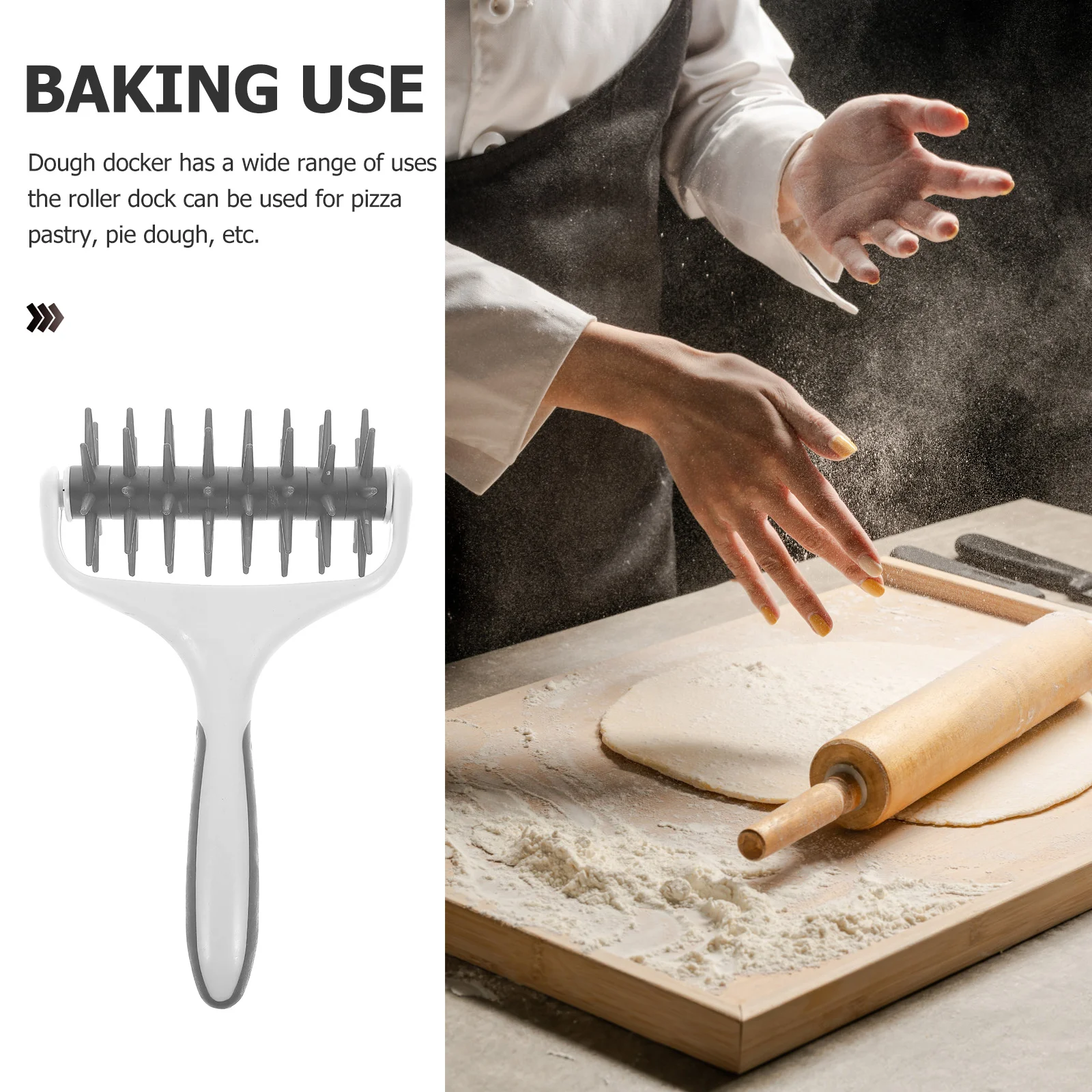 الخبز الأسطوانة العجين دوكر للبيتزا المعجنات فطيرة المطبخ أداة مقبض أملس حتى المسامير غير عصا سهلة الاستخدام توفير العمالة #4