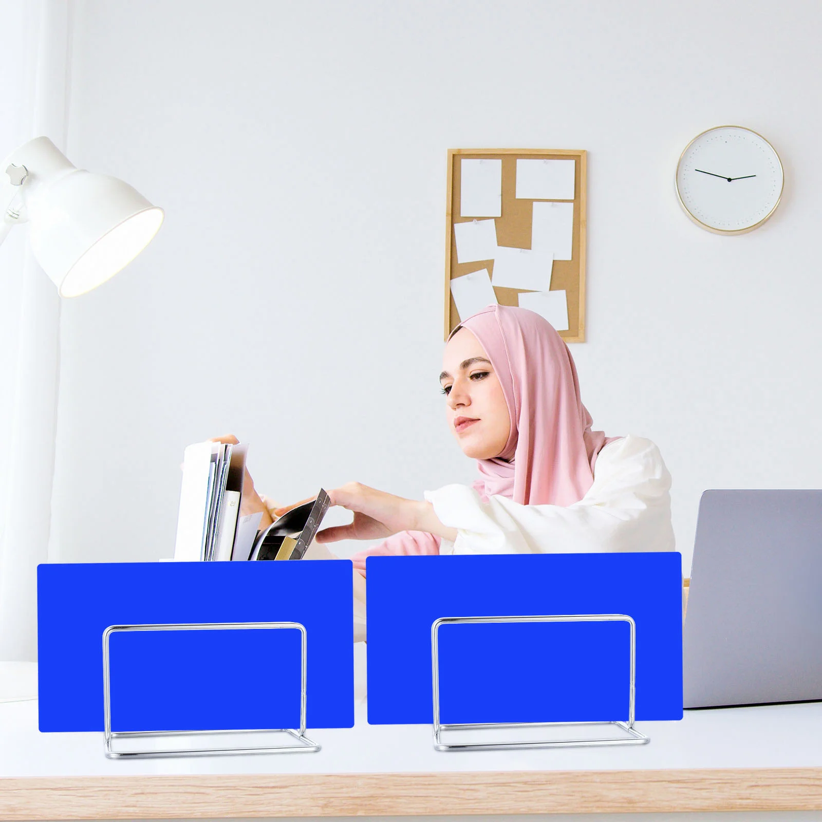 

4pcs Stainless Steel Partition Brackets For Office Desk Divider Holder Metal Baffle Support Rack No Hole Installation Smooth