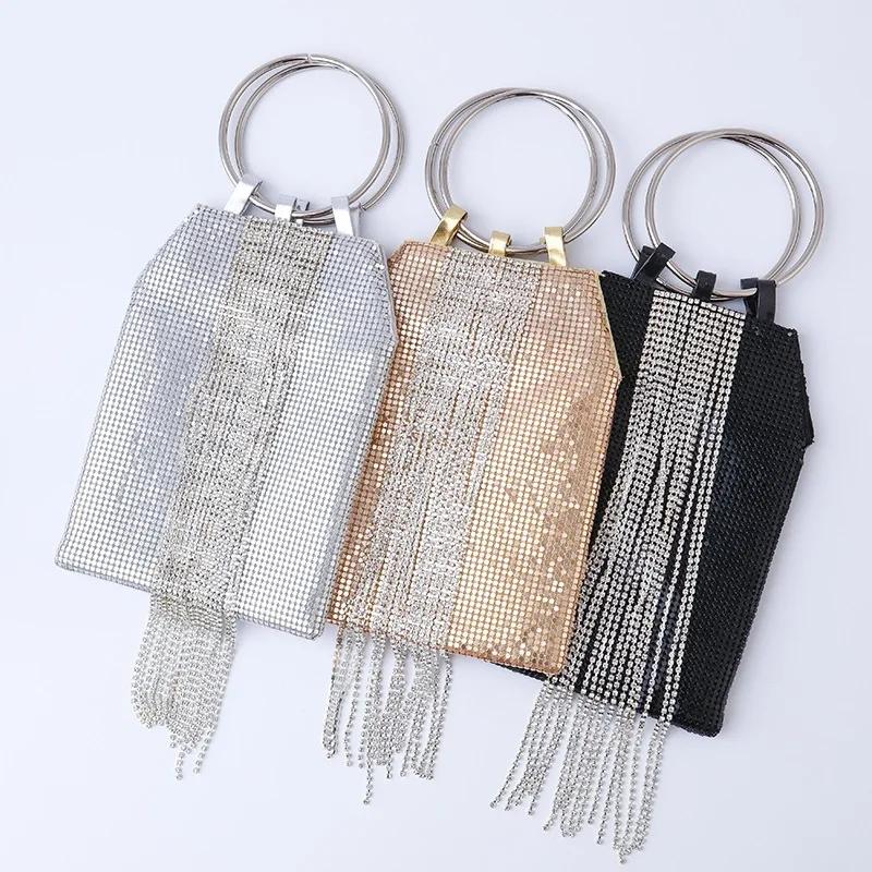 Women's Handbag Sequin Clutch Bag New Style Handheld Bag Aluminum Tassel Evening Bag for Banquet Parties Women's Bag