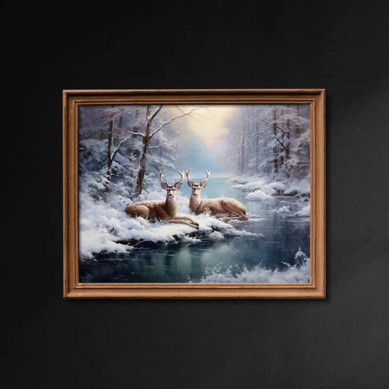 Christmas Santa Claus Reindeer Winter Poster Printing Decorative Canvas Painting Living Room Bedroom Bathroom Wall Art Home Deco