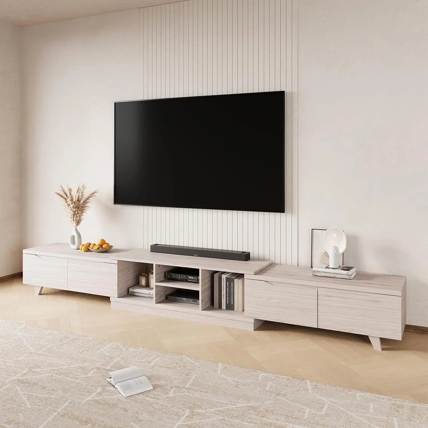 Extendable TV Stand 95-121in For 120 Inch TV, Entertainment Center 4 Drawers & 2 Storage For Living Room & Bedroom, Customized
