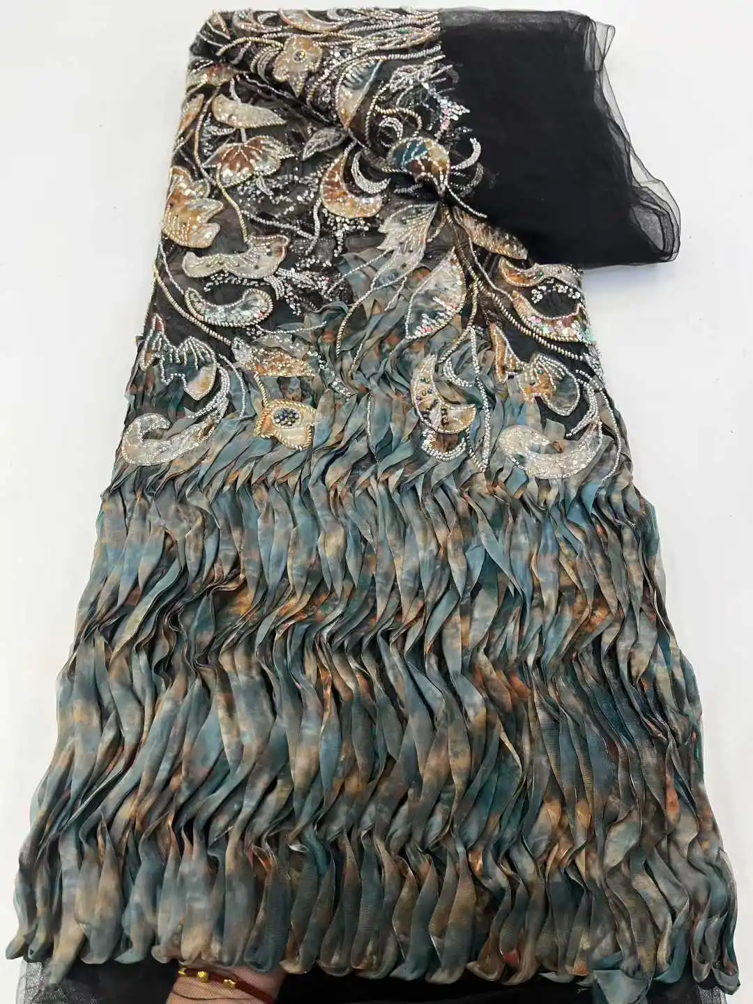 

Африканская нигерийская кружевная ткань для жениха с блестками, элитная роскошная вышивка, тяжелая ткань для свадебного платья, вечеринки