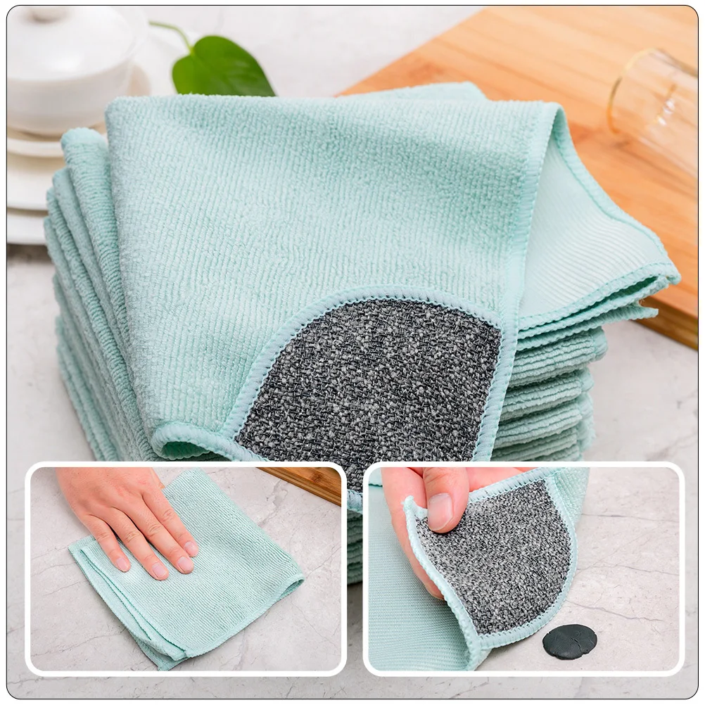 

4pcs Water Absorption Dishcloths Soft Non-Stick Oil Resistant For Kitchen Bathroom Cleaning Home Duster Cloths Dish Washing