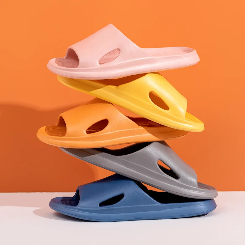 

Women Home Slippers Beach Slides Solid Color Mens Thick Sole Indoor Bathroom Anti Slip Shoes Summer Couple Sandals