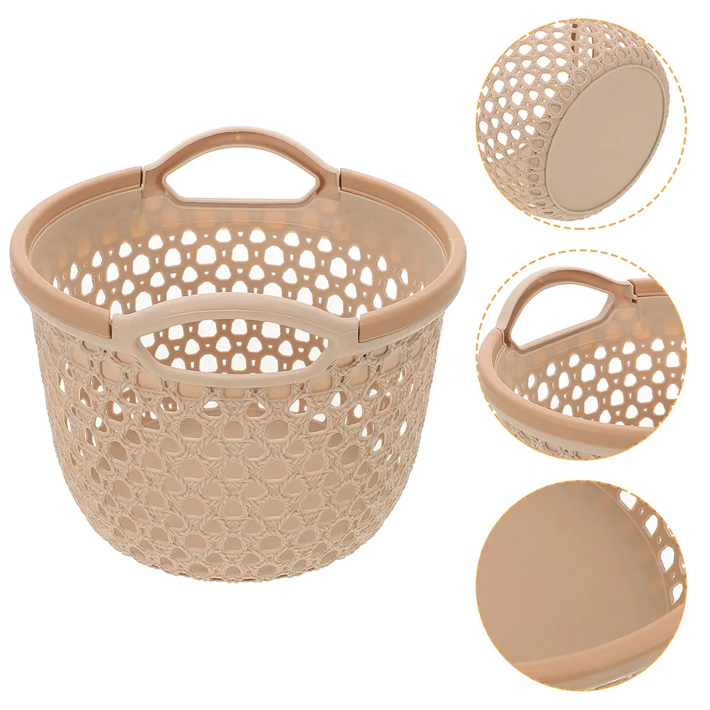 2Pcs Portable Laundry Hamper Waterproof Plastic Dirty Clothes Basket Hollow Out Ventilated Large Capacity Modern Style Bathroom