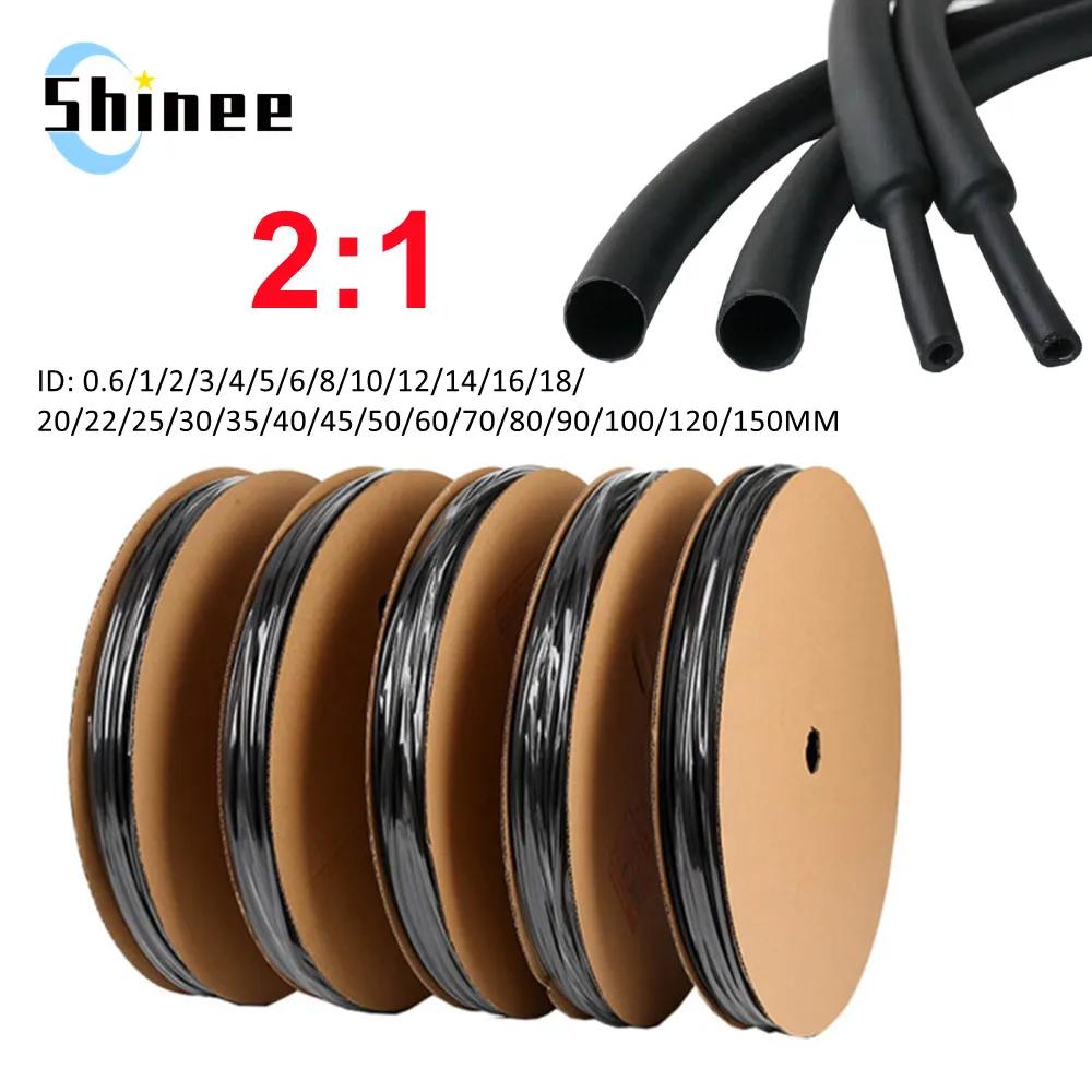 1/5/10M Black Thermoresistant Heat Shrink Tube Wire Cable sleeve Heat Shrink Tubing Insulated Sleeving wire Connector Protector