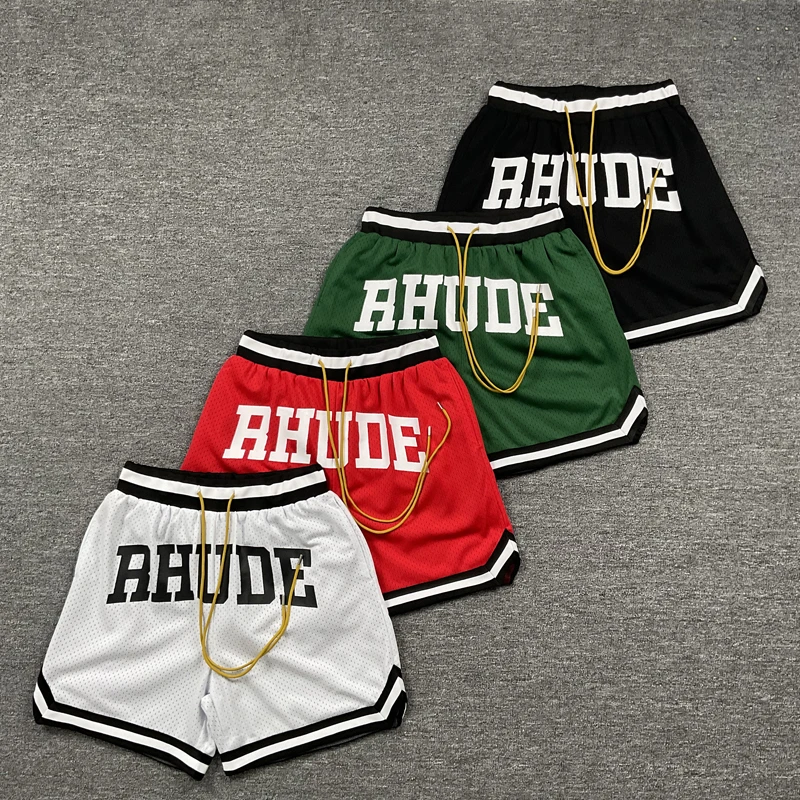 

Быстросохнущие дышащие шорты с сетчатым принтом Rhude, летние мужские пляжные повседневные шорты с завязками на талии