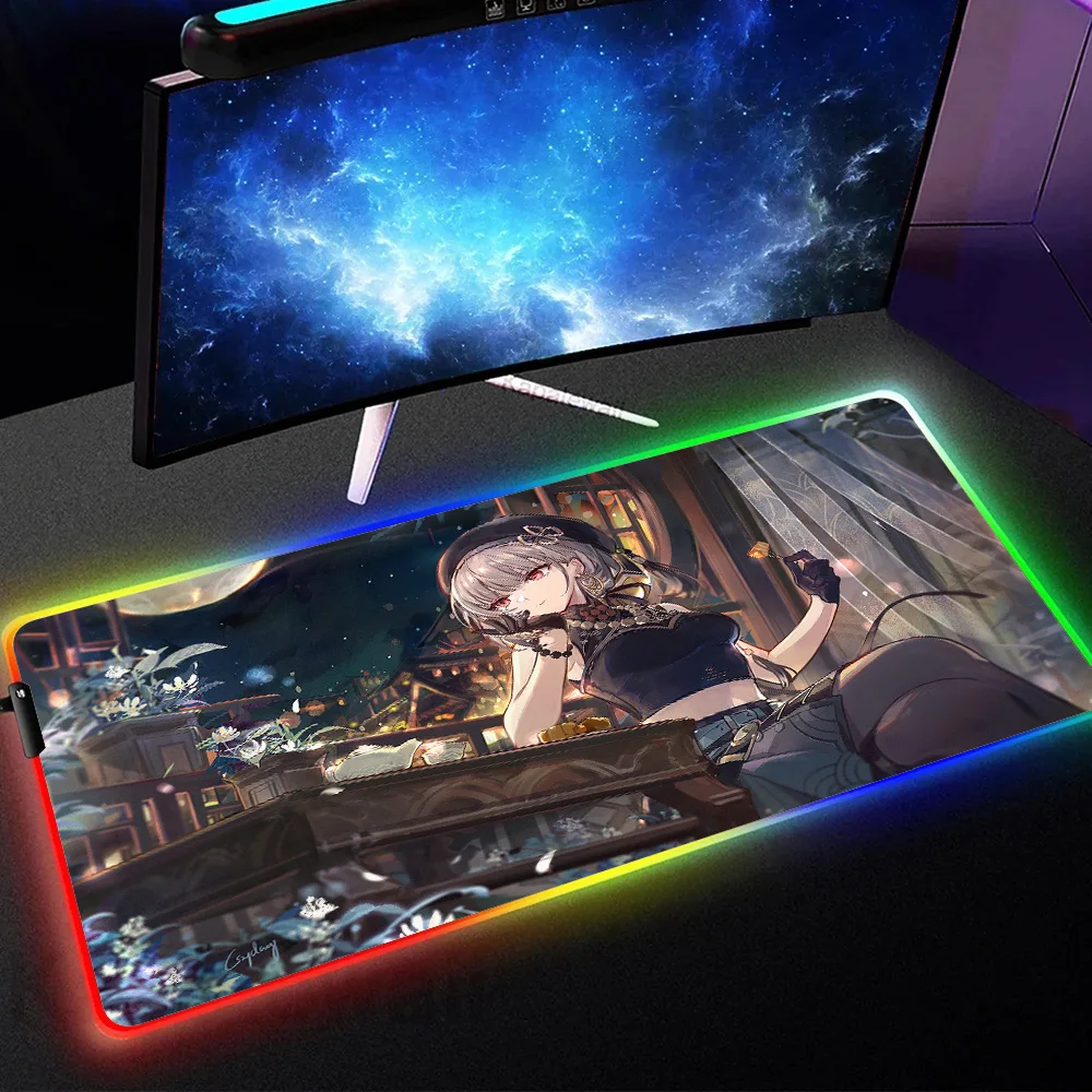 Hot selling items Many people like it HD print wuthering Wave SANGE Large and large-sized mouse pad gaming backlit RGB mouse pad