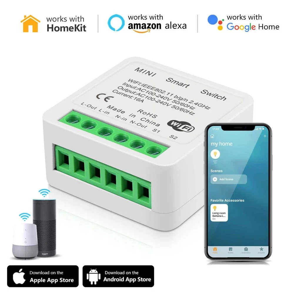 Tuya Smart Home ZigBee WiFi Smart Switch mit Power Monitor 16A Mini Breaker Sprachsteuerung für Homekit Siri Alexa Google Alice