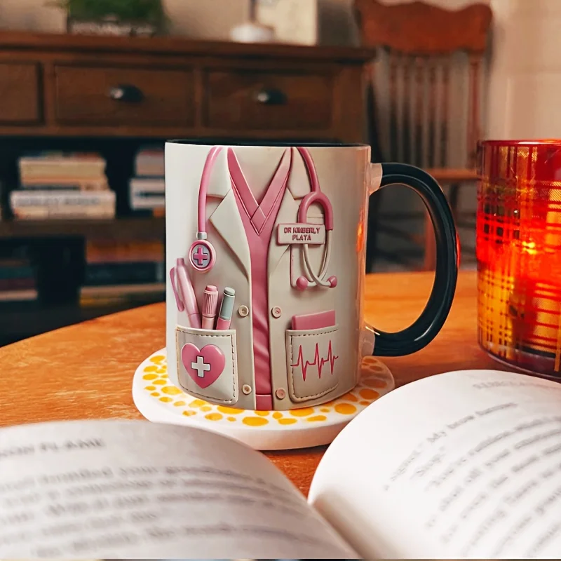 1 Personalized Medical Coffee Mug in Multiple Colors with Stethoscope Design - Ideal Gift Mug for Doctors, Nurses, Medical Stude